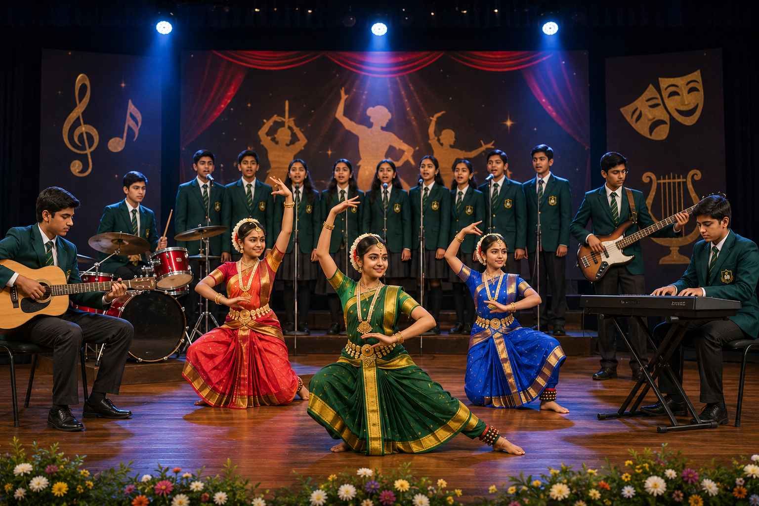 Students performing music and dance